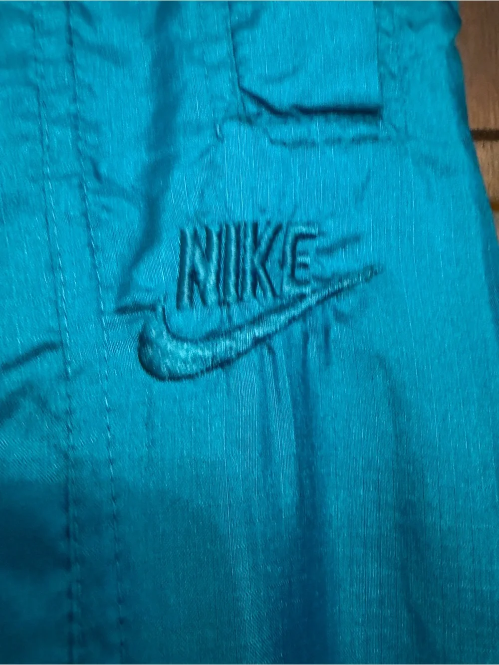 Vintage 80s 90s Teal Blue Track Pants Silver Tag Size Large Elastic, Zip Leg